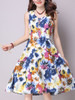 Casual Sleeveless Round Neck Floral Printed Shift Dress