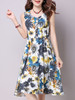 Casual Sleeveless Round Neck Floral Printed Shift Dress