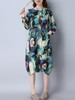 Casual Floral Printed Round Neck Pocket Sack Shift Dress Casual Floral Printed Round Neck Pocket Sack Shift Dress