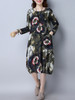 Casual Floral Printed Round Neck Pocket Sack Shift Dress Casual Floral Printed Round Neck Pocket Sack Shift Dress