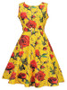 Casual Round Neck Belt Floral Printed Vintage Skater Dress
