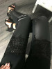 New Black Patchwork Lace Bodycon Latex Vinly Patent Rubber Casual Long Pant