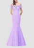 New Purple Patchwork Drawstring Lace Off Shoulder Backless Mermaid Bodycon Elegant Maxi Dress