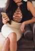 Black Lace-Up Cut Out Drawstring Zipper Elastic Waist Bodycon Short Jumpsuit