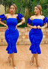Royal Blue Ruffle Pleated Off Shoulder Bandeau Backless Bodycon Mermaid Party Midi Dress Royal Blue Ruffle Pleated Off Shoulder Bandeau Backless Bodycon Mermaid Party Midi Dress
