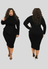 Black Ruffle Bowknot Bodycon Peplum Plus Size Party Midi Dress