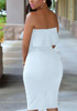 White Ruffle Backless Bandeau Cut Out Off Shoulder Slit Bodycon Homecoming Midi Dress White Ruffle Backless Bandeau Cut Out Off Shoulder Slit Bodycon Homecoming Midi Dress