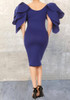 Blue Ruffle Mermaid Petal Sleeve Bodycon Banquet Elegant Party Midi Dress Blue Ruffle Mermaid Petal Sleeve Bodycon Banquet Elegant Party Midi Dress