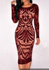Burgundy Lace Backless Bodycon Round Neck Elegant Party Midi Dress Burgundy Lace Backless Bodycon Round Neck Elegant Party Midi Dress