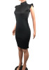 Black Cut Out Ruffle Sleeveless Bodycon Party Club Fashion Midi Dress