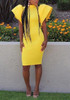 Yellow Ruffle Bodycon Banquet Flutter Sleeve Elegant Party Midi Dress Yellow Ruffle Bodycon Banquet Flutter Sleeve Elegant Party Midi Dress