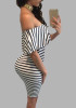 White-Black Striped Ruffle Off Shoulder Backless Bodycon Clubwear Party Midi Dress White-Black Striped Ruffle Off Shoulder Backless Bodycon Clubwear Party Midi Dress