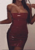 Red Bandeau Off Shoulder Backless Latex Bodycon Party Mini Dress Red Bandeau Off Shoulder Backless Latex Bodycon Party Mini Dress