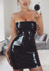 Black Bandeau Off Shoulder Backless Latex Bodycon Party Mini Dress Black Bandeau Off Shoulder Backless Latex Bodycon Party Mini Dress