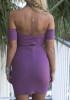 Purple Bandeau Halter Neck Off Shoulder Bodycon Mini Dress