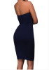 Casual Blue Plain Bandeau Cross Back Off-shoulder Backless Bodycon Pencil Mini Dress Casual Blue Plain Bandeau Cross Back Off-shoulder Backless Bodycon Pencil Mini Dress