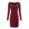 Casual 2018 Slit Bodycon Dress Wild Heart V Neck Dress