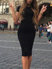 Casual Glitter Slip Sexy Solid Color Bodycon Dress