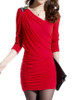 Casual Asymmetric Neck Plain Ruched Bodycon Dress