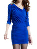 Casual Asymmetric Neck Plain Ruched Bodycon Dress