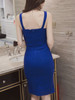 Casual V-Neck Slit Solid Bodycon Dress