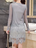 Casual Asymmetric Neck Decorative Lace Hollow Out Plain Bodycon Dress