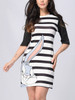 Casual Crew Neck Cartoon Striped Half Sleeve Bodycon Dress