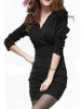 Casual V-Neck Plain Ruched Mini Bodycon Dress