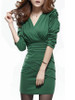Casual V-Neck Plain Ruched Mini Bodycon Dress