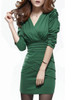 Casual V-Neck Plain Ruched Mini Bodycon Dress