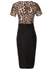 Casual V-Neck Ruffle Trim Leopard Bodycon Dress