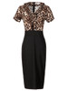 Casual V-Neck Ruffle Trim Leopard Bodycon Dress