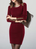 Casual Round Neck Decorative Button Color Block Bodycon Dress