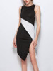 Casual Asymmetric Hem Racerback Color Block Bodycon Dress