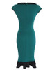 Casual Round Neck Decorative Button Color Block Mermaid Bodycon Dress