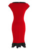 Casual Round Neck Decorative Button Color Block Mermaid Bodycon Dress