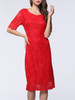 Casual Sweet Heart Hollow Out Plain Lace Bodycon Dress
