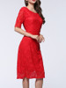 Casual Sweet Heart Hollow Out Plain Lace Bodycon Dress