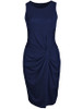 Casual Round Neck Plain Ruched Sleeveless Bodycon Dress