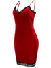 Casual Sexy Spaghetti Strap Decorative Lace Velvet Bodycon Dress