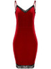 Casual Sexy Spaghetti Strap Decorative Lace Velvet Bodycon Dress
