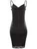 Casual Sexy Spaghetti Strap Decorative Lace Velvet Bodycon Dress