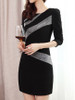 Casual Round Neck Asymmetric Stripe Bodycon Dress Casual Round Neck Asymmetric Stripe Bodycon Dress