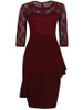 Casual Designed Flounce Hollow Out Solid Round Neck Bodycon Dress