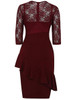 Casual Designed Flounce Hollow Out Solid Round Neck Bodycon Dress