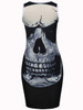 Casual Distinctive Round Neck Skull Printed Bodycon Dress