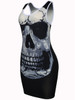 Casual Distinctive Round Neck Skull Printed Bodycon Dress