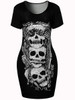 Casual Round Neck Stylish Skull Printed Mini Bodycon Dress