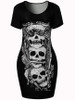 Casual Round Neck Stylish Skull Printed Mini Bodycon Dress
