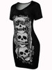 Casual Round Neck Stylish Skull Printed Mini Bodycon Dress